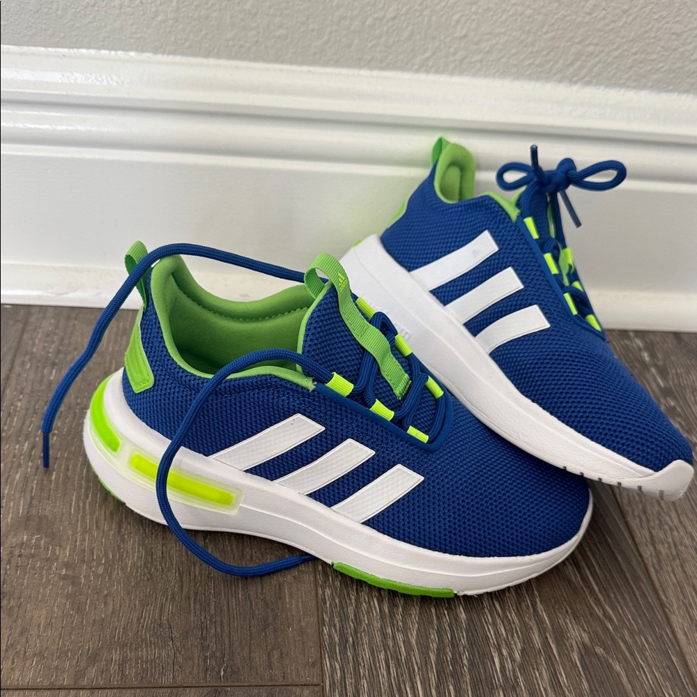 Adidas Kids Sneakers in Blue and Neon Green
